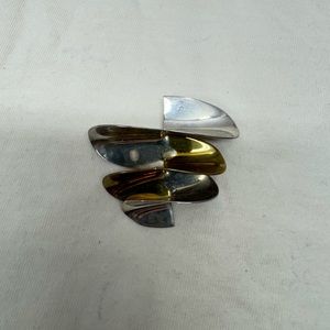 Vintage Taxco Signed Laton TC-103 925 Sterling Silver Mexico Bi-Metal Brooch